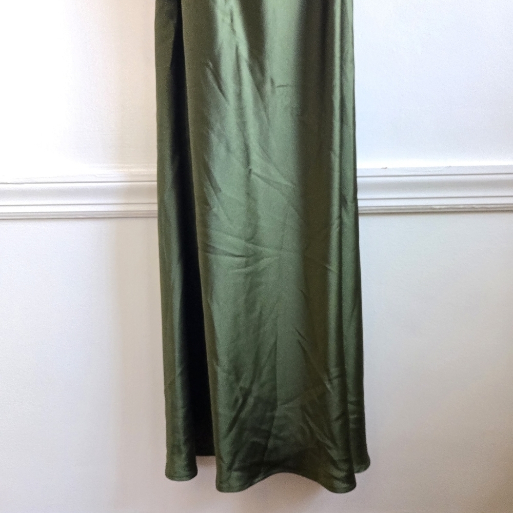 New Zara Satin Effect Jewel Straps Green Midi Dress NWT XS - Picture 14 of 17